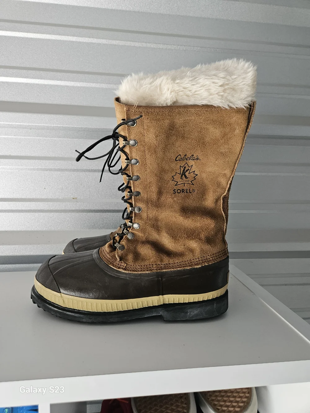Sorel Cabela’s Caribou Pac Boots Mens Size 12 Brown Leather Wool Lined Made In C